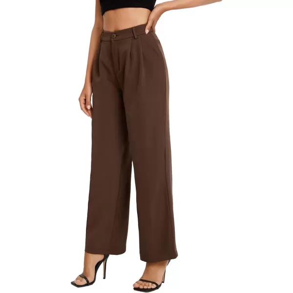 SweatyRocks Women's Casual Wide Leg High Waisted Button Down Straight Long Trousers Pants