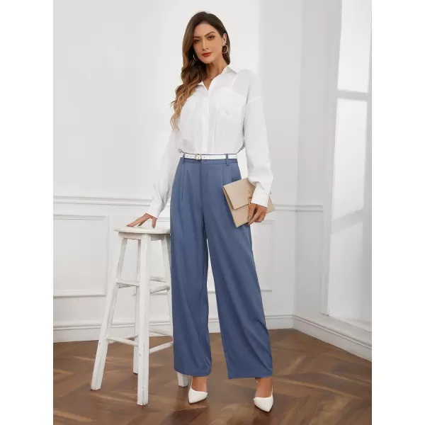 SweatyRocks Women's Casual Wide Leg High Waisted Button Down Straight Long Trousers Pants
