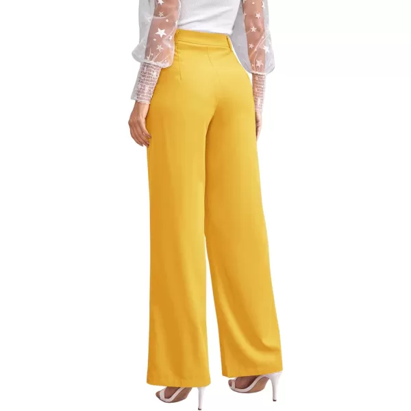 SweatyRocks Women's Casual Wide Leg High Waisted Button Down Straight Long Trousers Pants