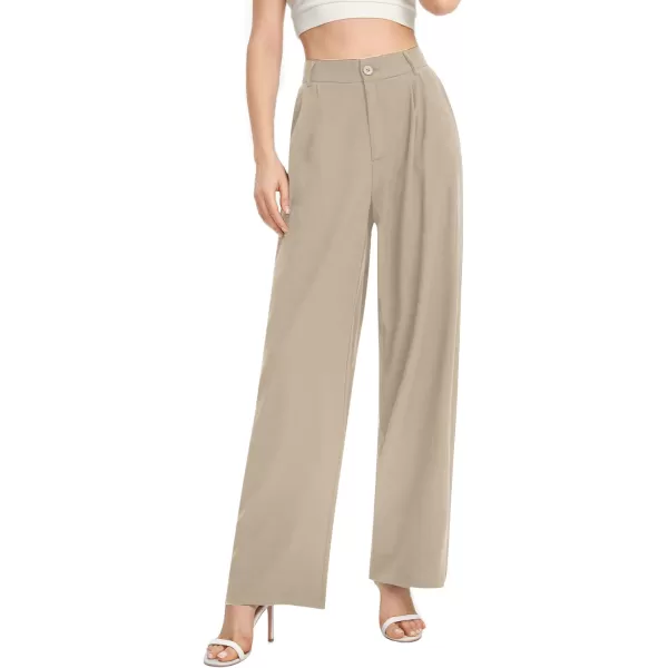 SweatyRocks Women's Casual Wide Leg High Waisted Button Down Straight Long Trousers Pants