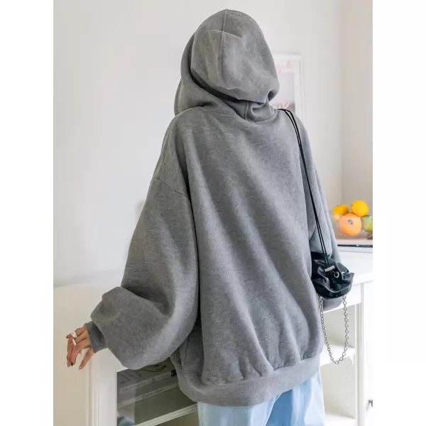 SweatyRocks Women's Causal Drop Shoulder Long Sleeve Sweatshirts Oversized Full Zip Solid Hoodie with Pocket
