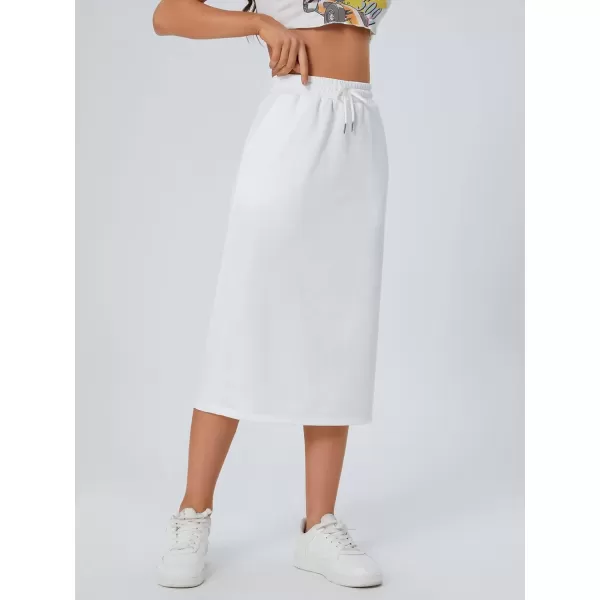 SweatyRocks Women's Causal High Waist Midi Skirt Drawstring Solid Athletic Skirt with Pockets