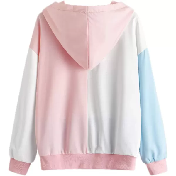 SweatyRocks Women's Causal Long Sleeve Color Block Hoodie Sweatshirt with Pocket