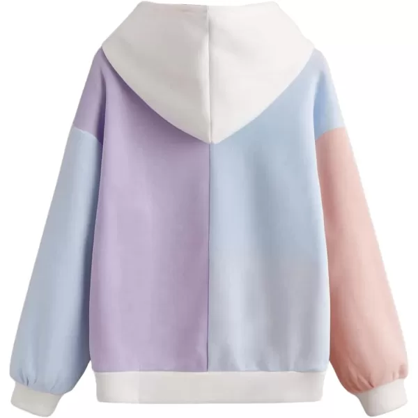 SweatyRocks Women's Causal Long Sleeve Color Block Hoodie Sweatshirt with Pocket
