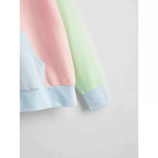 SweatyRocks Women's Causal Long Sleeve Color Block Hoodie Sweatshirt with Pocket
