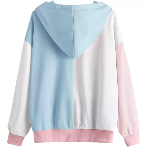SweatyRocks Women's Causal Long Sleeve Color Block Hoodie Sweatshirt with Pocket