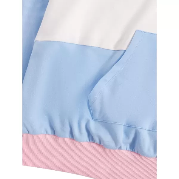 SweatyRocks Women's Causal Long Sleeve Color Block Hoodie Sweatshirt with Pocket