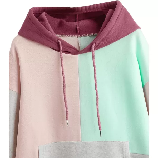 SweatyRocks Women's Causal Long Sleeve Color Block Hoodie Sweatshirt with Pocket