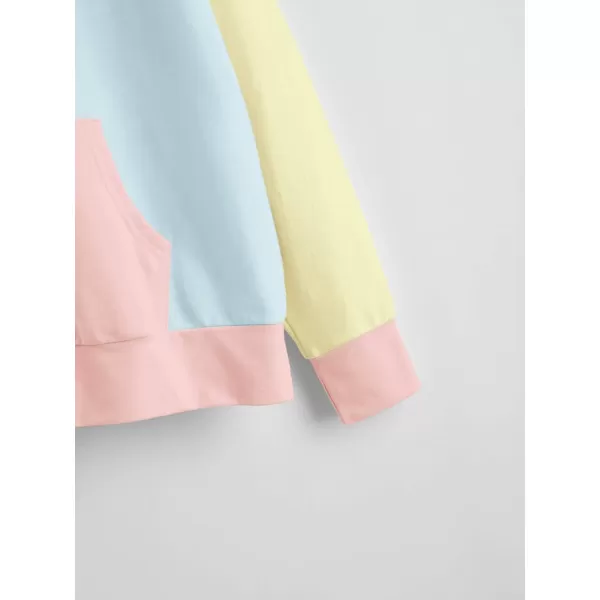 SweatyRocks Women's Causal Long Sleeve Color Block Hoodie Sweatshirt with Pocket