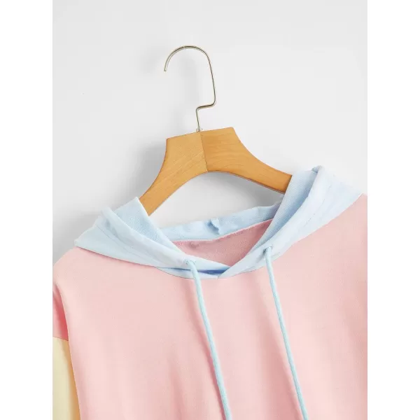 SweatyRocks Women's Causal Long Sleeve Color Block Hoodie Sweatshirt with Pocket