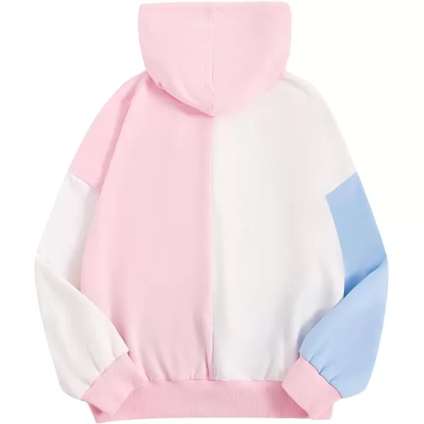 SweatyRocks Women's Causal Long Sleeve Color Block Hoodie Sweatshirt with Pocket