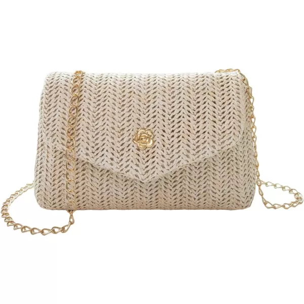 SweatyRocks Women's Chain Strap Metal Decor Mini Crossbody Bag Elegant Straw Textured Flap Square Bag