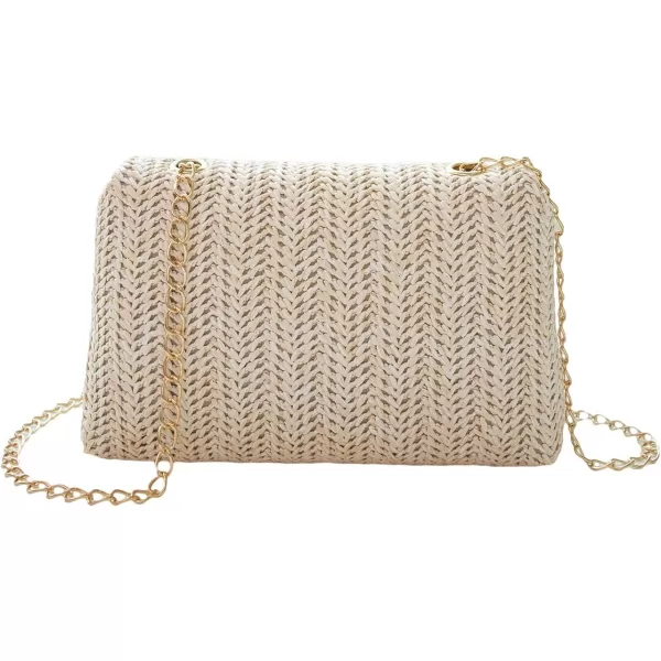 SweatyRocks Women's Chain Strap Metal Decor Mini Crossbody Bag Elegant Straw Textured Flap Square Bag
