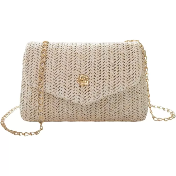 SweatyRocks Women's Chain Strap Metal Decor Mini Crossbody Bag Elegant Straw Textured Flap Square Bag