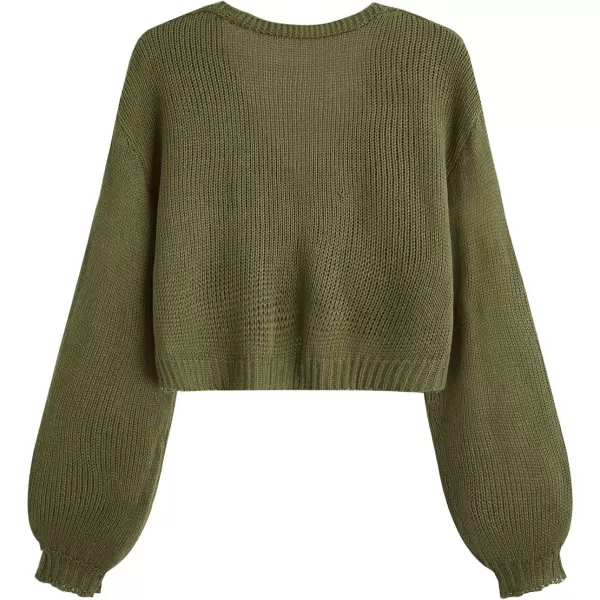 SweatyRocks Women's Color Block Long Sleeve Open Front Cardigan Sweater Knit Crop Top