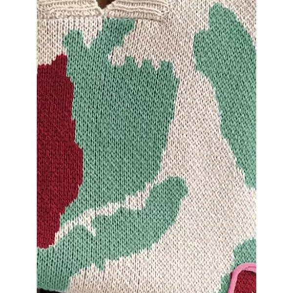 SweatyRocks Women's Colorblock Graphic Cap Sleeve V Neck Sweater Vest Casual Loose Fit Pullover Sweater Top