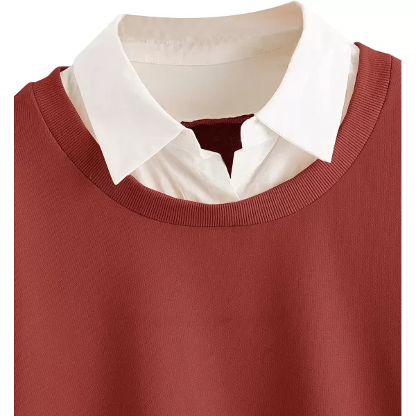 SweatyRocks Women's Contrast Collar Drop Shoulder Casual Long Sleeve Pullover Sweatshirt Tops
