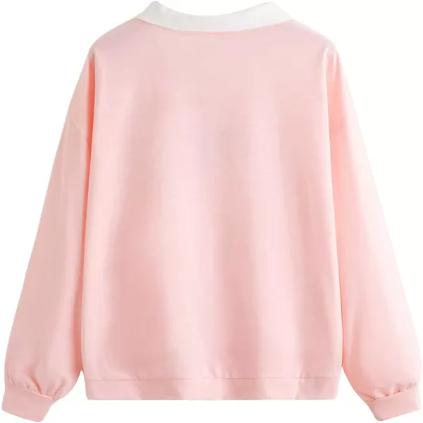 SweatyRocks Women's Contrast Collar Drop Shoulder Casual Long Sleeve Pullover Sweatshirt Tops