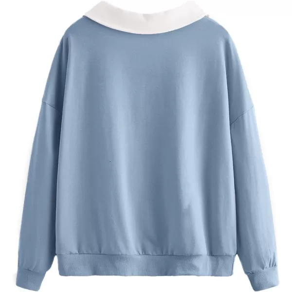 SweatyRocks Women's Contrast Collar Drop Shoulder Casual Long Sleeve Pullover Sweatshirt Tops