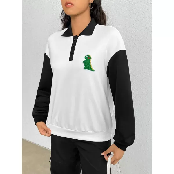 SweatyRocks Women's Contrast Collar Drop Shoulder Casual Long Sleeve Pullover Sweatshirt Tops