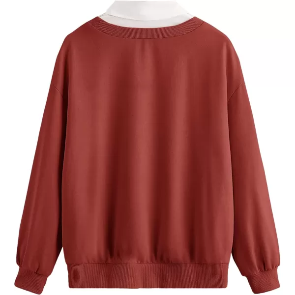 SweatyRocks Women's Contrast Collar Drop Shoulder Casual Long Sleeve Pullover Sweatshirt Tops