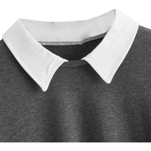 SweatyRocks Women's Contrast Collar Drop Shoulder Casual Long Sleeve Pullover Sweatshirt Tops