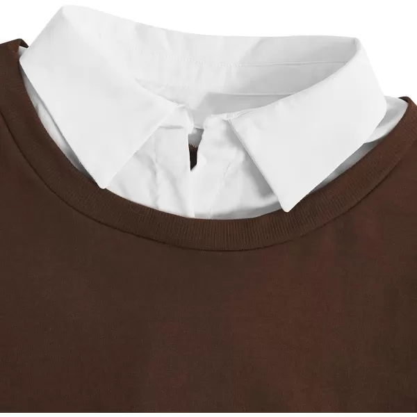 SweatyRocks Women's Contrast Collar Drop Shoulder Casual Long Sleeve Pullover Sweatshirt Tops