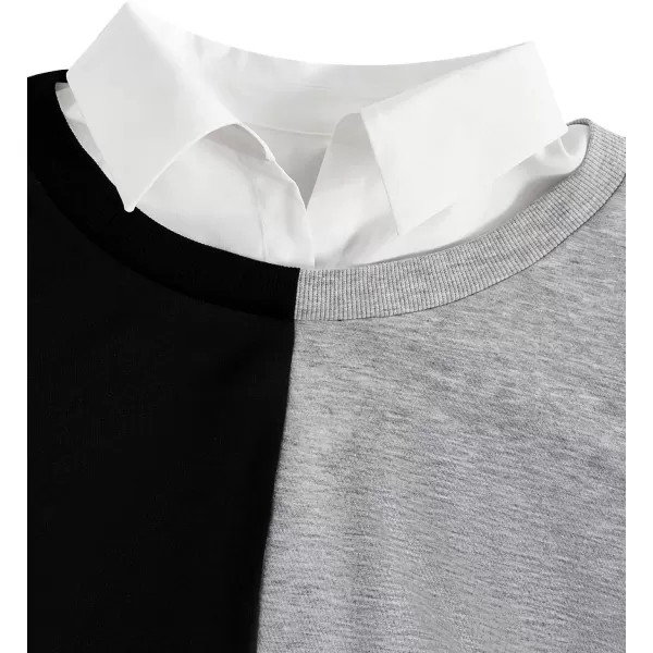 SweatyRocks Women's Contrast Collar Drop Shoulder Casual Long Sleeve Pullover Sweatshirt Tops