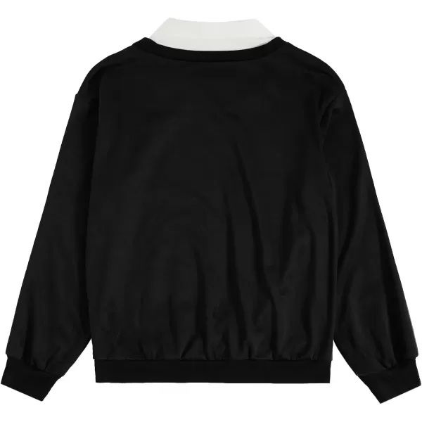 SweatyRocks Women's Contrast Collar Drop Shoulder Casual Long Sleeve Pullover Sweatshirt Tops
