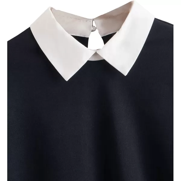 SweatyRocks Women's Contrast Collar Drop Shoulder Casual Long Sleeve Pullover Sweatshirt Tops