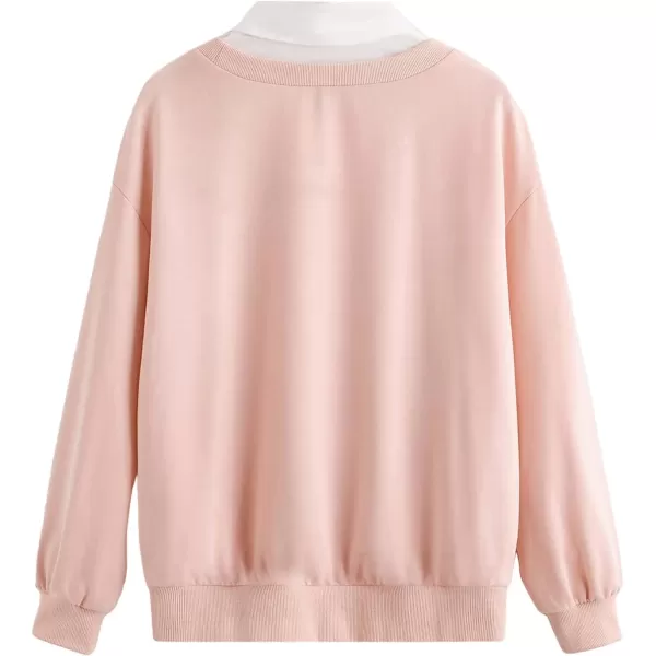 SweatyRocks Women's Contrast Collar Drop Shoulder Casual Long Sleeve Pullover Sweatshirt Tops