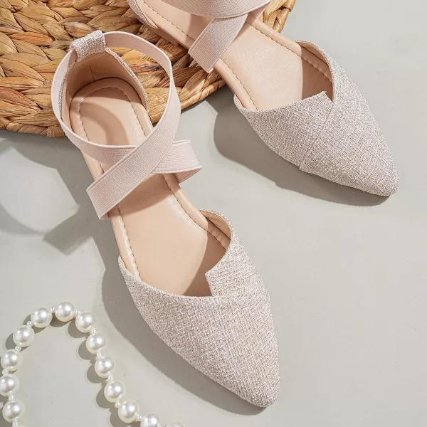 SweatyRocks Women's Criss Cross Strap Point Toe Flat Shoes Linen Dressy Summer Shoes