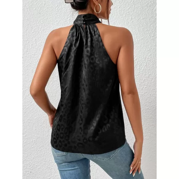 SweatyRocks Women's Crisscross Satin Halter Tops Keyhole Neck Loose Off Shoulder Casual Elegant Party Tank Tops Camis