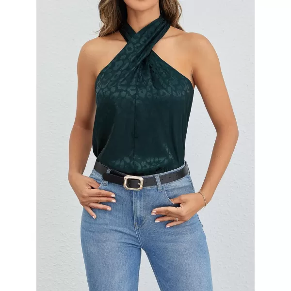 SweatyRocks Women's Crisscross Satin Halter Tops Keyhole Neck Loose Off Shoulder Casual Elegant Party Tank Tops Camis