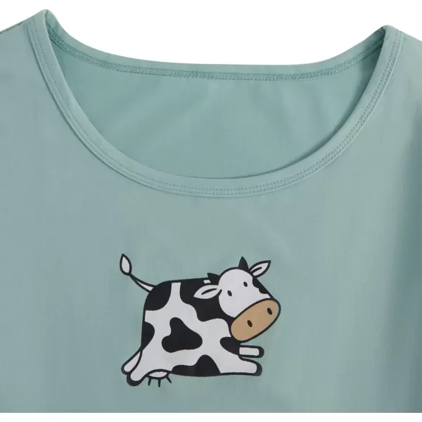 SweatyRocks Women's Cute Graphic Print Short Sleeve Crop Top With Shorts Pajama Set