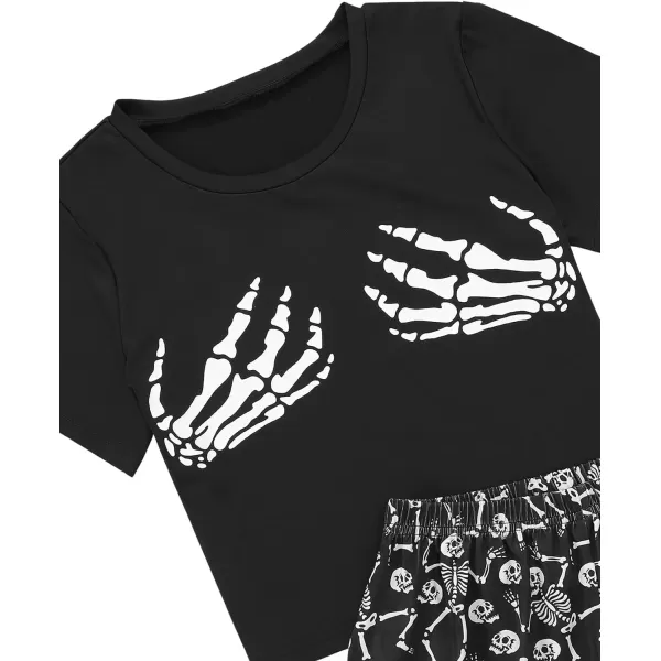 SweatyRocks Women's Cute Graphic Print Short Sleeve Crop Top With Shorts Pajama Set