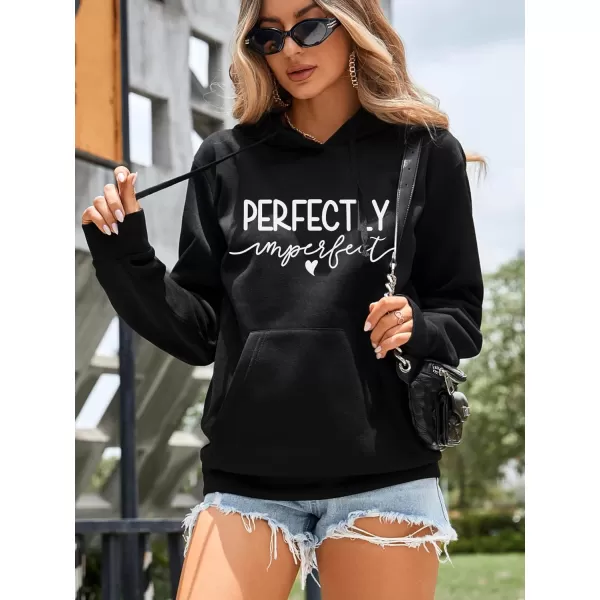 SweatyRocks Women's Cute Heart and Slogan Graphic Print Drawstring Hoodie Pullover Sweatshirt with Pocket