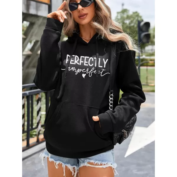 SweatyRocks Women's Cute Heart and Slogan Graphic Print Drawstring Hoodie Pullover Sweatshirt with Pocket