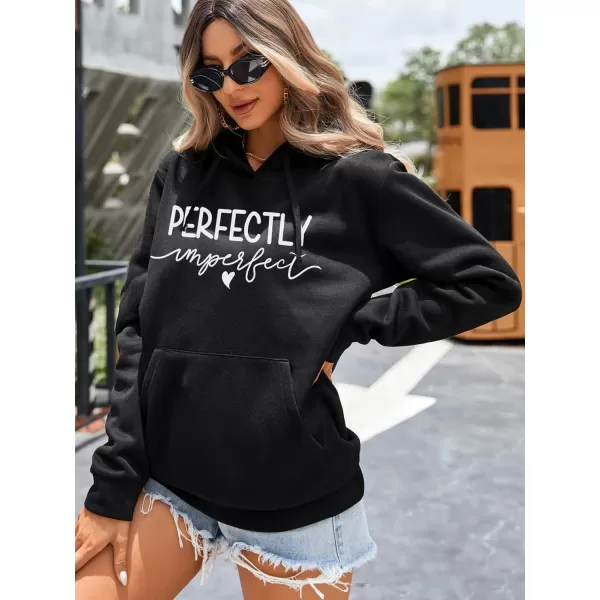 SweatyRocks Women's Cute Heart and Slogan Graphic Print Drawstring Hoodie Pullover Sweatshirt with Pocket