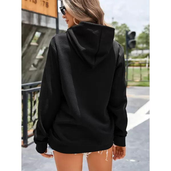 SweatyRocks Women's Cute Heart and Slogan Graphic Print Drawstring Hoodie Pullover Sweatshirt with Pocket