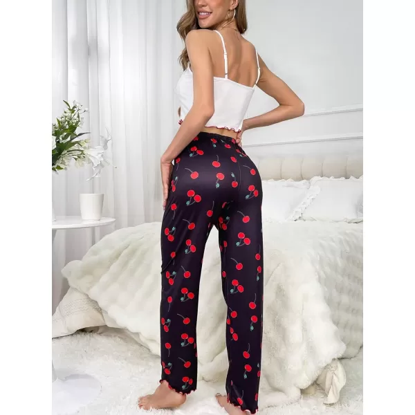 SweatyRocks Women's Cute Pajama Set 2 Piece Graphic Print Cami Top and Pants Pj Sets Sleepwear