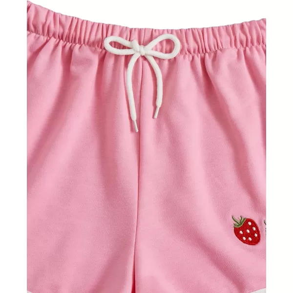 SweatyRocks Women's Cute Strawberry Embroidery Elastic Waist Workout Dolphin Shorts