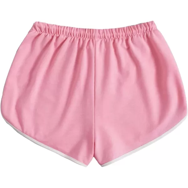 SweatyRocks Women's Cute Strawberry Embroidery Elastic Waist Workout Dolphin Shorts