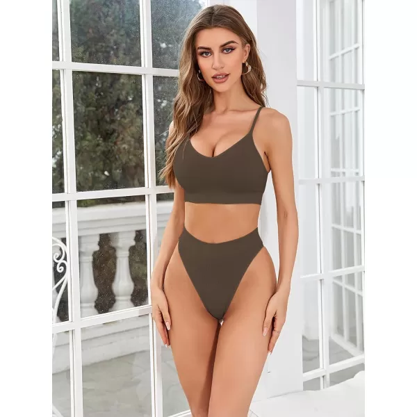 SweatyRocks Women's Cute Two Piece Lingerie Set Seamless Wireless Bra and Thong Panty Set Underwear