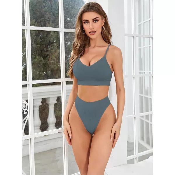 SweatyRocks Women's Cute Two Piece Lingerie Set Seamless Wireless Bra and Thong Panty Set Underwear