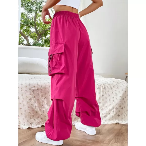 SweatyRocks Women's Drawstring Elastic Waist Loose Pants Casual Flap Pocket Cargo Pants Trousers