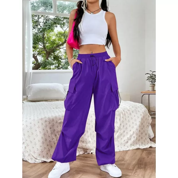 SweatyRocks Women's Drawstring Elastic Waist Loose Pants Casual Flap Pocket Cargo Pants Trousers
