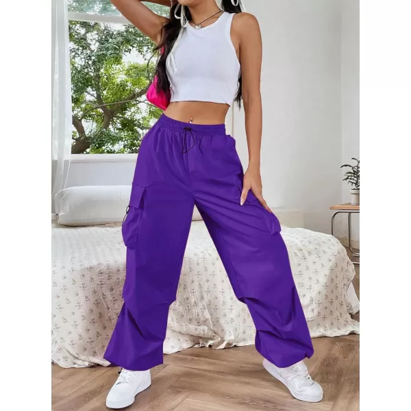 SweatyRocks Women's Drawstring Elastic Waist Loose Pants Casual Flap Pocket Cargo Pants Trousers