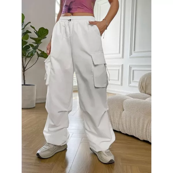 SweatyRocks Women's Drawstring Elastic Waist Loose Pants Casual Flap Pocket Cargo Pants Trousers