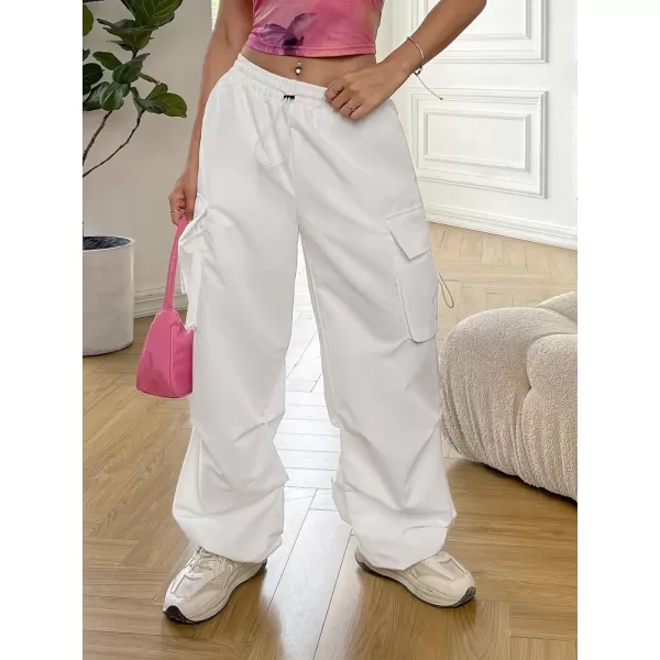 SweatyRocks Women's Drawstring Elastic Waist Loose Pants Casual Flap Pocket Cargo Pants Trousers